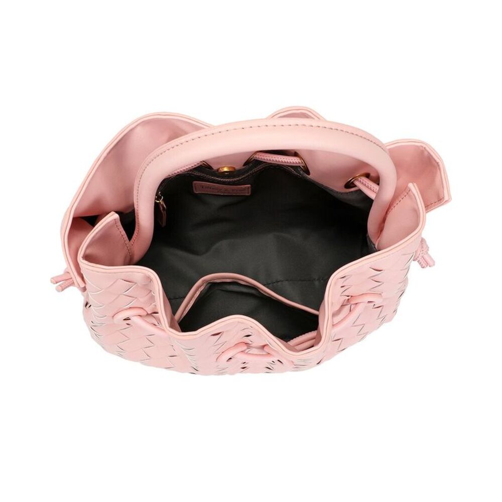 Tiffany & Fred Paris Hand-Woven Leather Drawstring Satchel, Pink - Picture 3 of 4